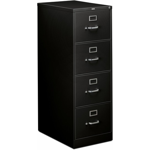 HON File Cabinet, Vertical, 310 Series, 4-Drawer, Legal-Size, 18.3" W x 26.5" D x 52" H, Black, One-Key Lock Kit