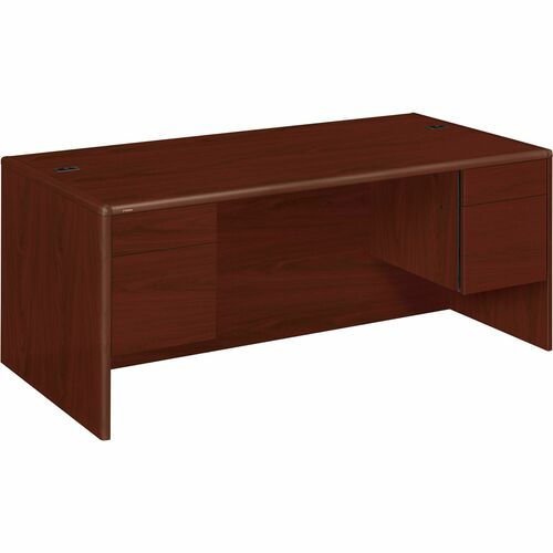 HON 10700 Pedestal Desk - 29.5" Height x 72" Width x 36" Depth - 4 x Box, File Drawer(s) - Double Pedestal - Waterfall Edge - Finish: Mahogany