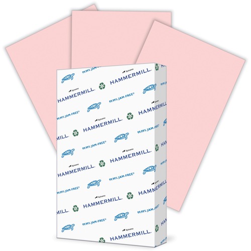 Hammermill Colors Recycled Copy Paper, 8.5" x 14", 20 lb, Pink, 30% Post-Consumer, 3-Hole Punched, 10/PK