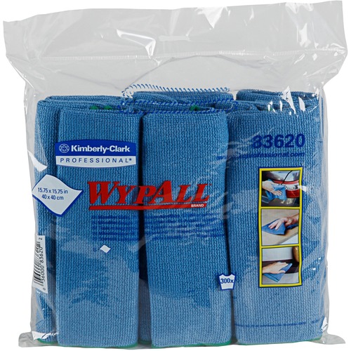 Wypall Microfiber Cloths - General Purpose - For Nonporous Surface, Bathroom, Fixtures - Cloth - 15.75" Length x 15.75" Width - Recommended For: Odor Remover, Stain Remover, Bacteria Remover - Anti-bacterial, Durable, Absorbent, Environmentally Friendly, 