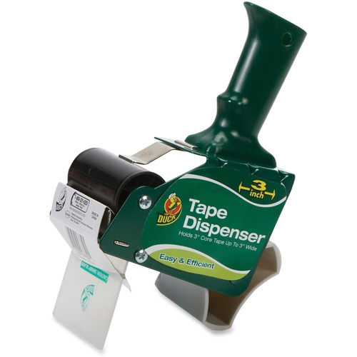 Duck Brand, Handheld Tape Dispenser, Extra-Wide, 3" Tape Width (3" Core), Adjustable Tension, Metal/Plastic, Green