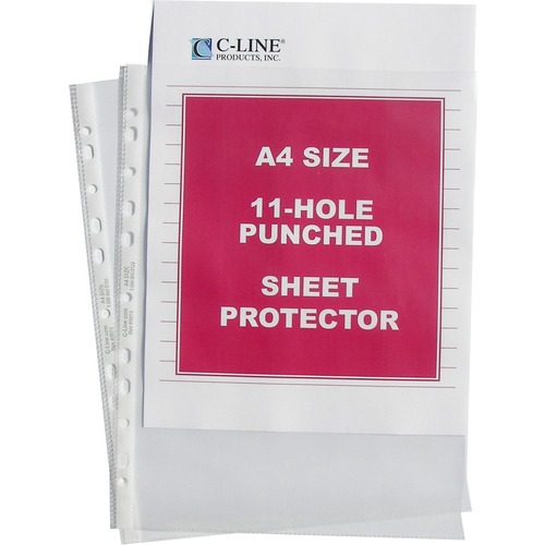 C-Line Sheet Protector, A4 8.25" x 11.75", Top-Loading, Clear Polypropylene, Archival-Safe, for Ring Binder, 50/BX