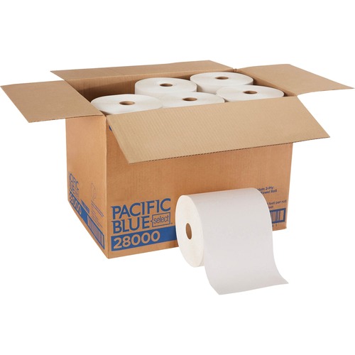 Pacific Blue Select Paper Towel, Washroom, 2-Ply, 7.87" x 350 ft, White, Nonperforated Honeycomb Emboss, for Push Paddle Dispenser, 12/CT