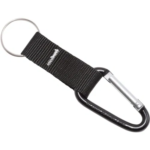 Advantus Carabiner Key Chain, Retractable Cord, Polyester Strap, Solid Aluminum, Black, 10/PK