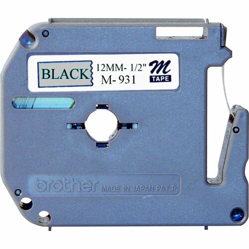 P-touch P-touch Nonlaminated M Series Tape Cartridge - 1/2" Width - Direct Thermal - Black, Silver - 1 Each