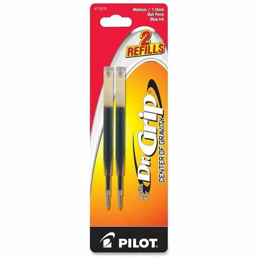 Pilot Ballpoint Pen Refill, Dr Grip, 1 mm Medium Gel, Blue Ink, for Center of Gravity, EasyTouch, Better Retractable, RexGrip, 2/PK