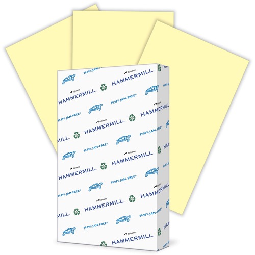 Hammermill Colored Paper, Legal 8.5" x 14", 20 lb, Canary, Recycled 30% PCW, Jam-Free, SFI Certified, 10/PK