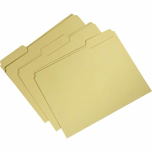 SKILCRAFT Recycled Single-ply Top Tab File Folder - 8 1/2" x 11" - 3/4" Expansion - Top Tab Location - Assorted Position Tab Position - Yellow - 100% Recycled - 100 / Box