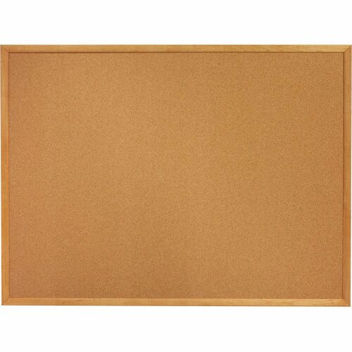 SKILCRAFT Bulletin Board - 18" x 24" - Cork Surface - Oak Frame