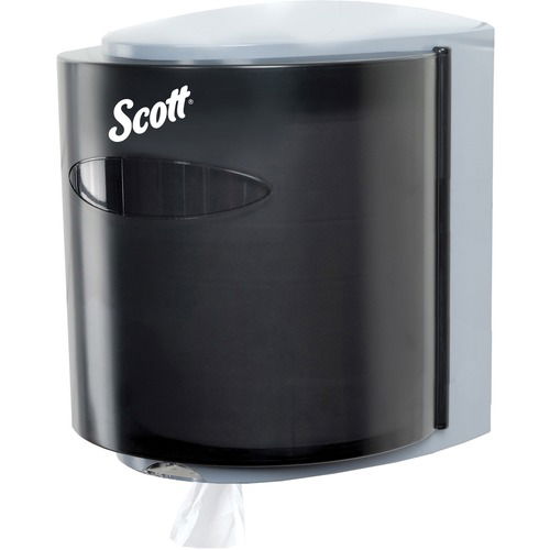 Scott Essential Center-Pull Paper Towel Dispenser, Wall-Mount, 1 Roll, 24" W x 16" L, Smoke Black, Lockable, for Scott Center-Roll Towels