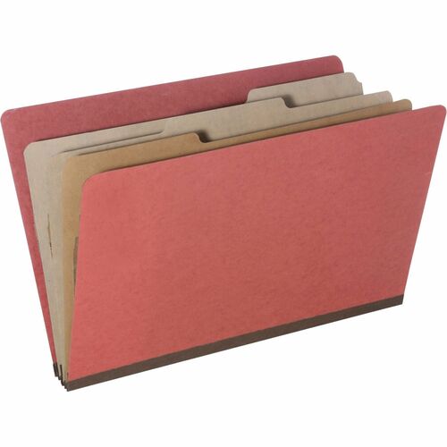 SKILCRAFT Eight Section Classification Folder - 8 1/2" x 14" - 3" Expansion - 1" Fastener Capacity - 3 Divider(s) - Kraft, Pressboard, Metal - Earth Red - 30% Recycled - 10 / Pack