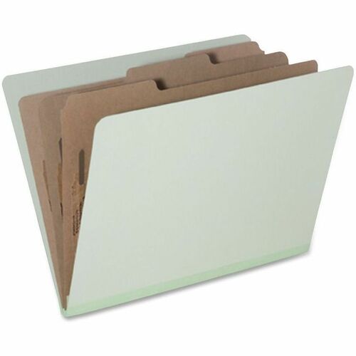 SKILCRAFT Eight Section Classification Folder - 8 1/2" x 11" - 3" Expansion - 1" Fastener Capacity - 3 Divider(s) - Kraft, Pressboard, Metal - Light Green - 30% Recycled - 10 / Pack