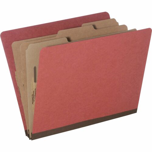 SKILCRAFT Eight Section Classification Folder - 8 1/2" x 11" - 3" Expansion - 1" Fastener Capacity - 3 Divider(s) - Kraft, Pressboard, Metal - Earth Red - 30% Recycled - 10 / Pack