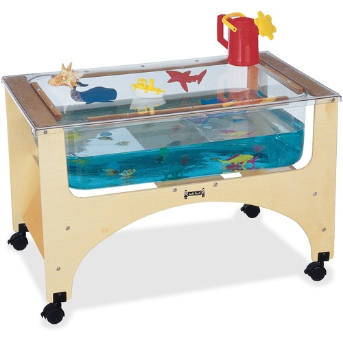Jonti-Craft Toddler Sensory Table, Rainbow Accents, See-Thru Acrylic Tub, Locking Casters, Drain Valve, 37" x 23" x 24.5", Birch Frame