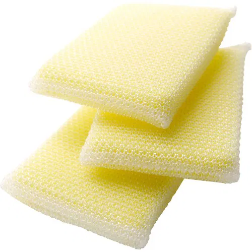 Scotch-Brite Dobie Scour Pad, Non-Scratching, Polyurethane, Yellow, 2.6" x 4.3" x 0.5", 3/PK