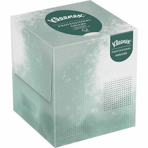 Kleenex Professional Naturals Facial Tissue Cube, Full Size 8.3" x 7.8", White Virgin Fiber, 20% Recycled, 90/Box