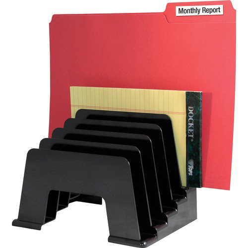 Kantek 5-Compartment Incline Sorter - 5 Compartment(s) - 6" Height x 8" Width x 5.8" Depth - Desktop - Black - 1 Each