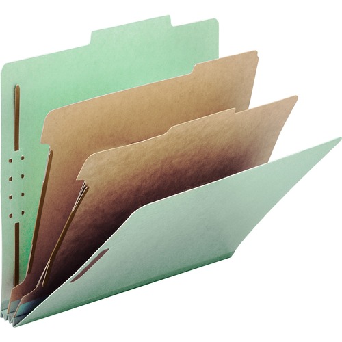 Smead 2/5 Tab Cut Letter Recycled Classification Folder - 8 1/2" x 11" - 2" Expansion - 2 x 2K Fastener(s) - 2" Fastener Capacity - Top Tab Location - Right of Center Tab Position - 2 Divider(s) - 25 pt. - Pressboard - Gray/Green - Heavy Duty, Tear Resist