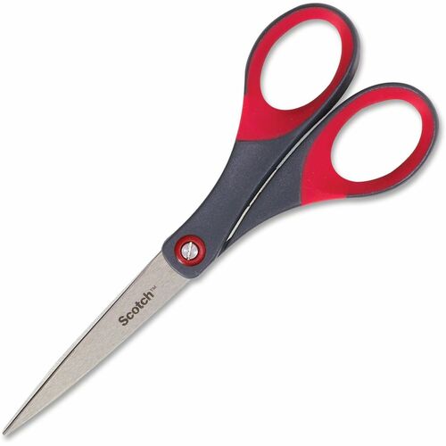 Scotch Precision Scissors - 7" Overall Length - Left/Right - Stainless Steel - Red, Gray - 1 Each