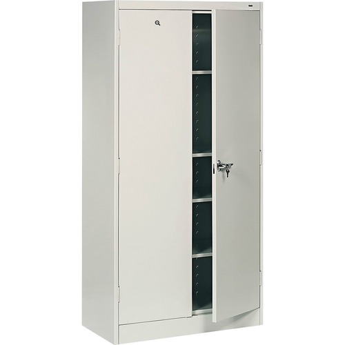 Tennsco Storage Cabinet, 36" W x 18" D x 72" H, Light Gray Steel, 5 Shelves (4 Adjustable), Locking 2-Door, Heavy Duty