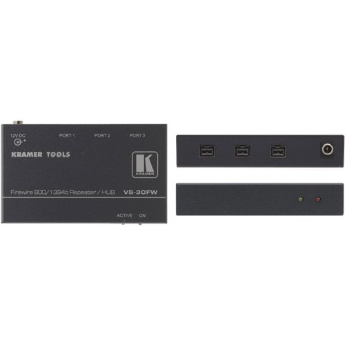 Kramer VS-30FW 3-port FireWire Hub - FireWire - External - 3 Firewire Port(s) - 3 Firewire 800 Port(s)