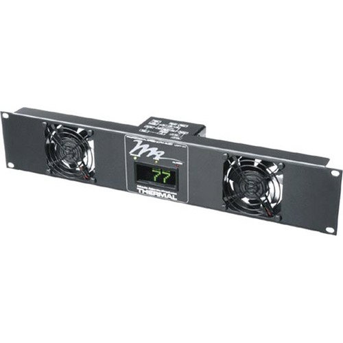 Middle Atlantic Fan Panel, 50 CFM, 24dB, w/Display - 2 Fan - 5 V DC - 2U - 50 CFM - Black