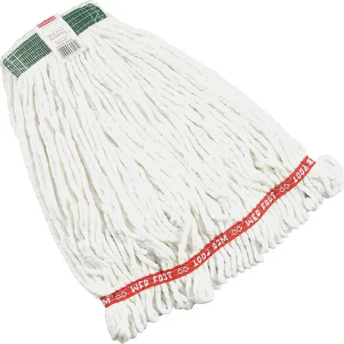 Rubbermaid Commercial Mop Head Refill, Web Foot, Healthcare/Commercial, 1" Headband, Cotton/Synthetic Blend, Looped Ends, White