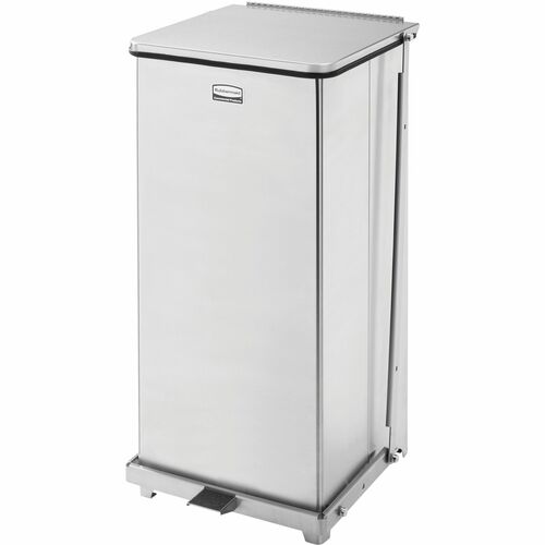 Rubbermaid Commercial Waste Receptacle, Defenders, 13 gal Square Step Can, Foot Pedal, Fire-Safe, Leak-Proof, 15" W x 15" D x 30" H