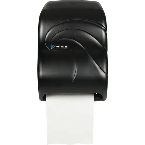 San Jamar, Electric Towel Dispenser, Wall-Mount, Oceans Series, Touchless, 2-Roll Capacity, 8" Roll Width, Dispenses 10" Sheets, Black, Lockable