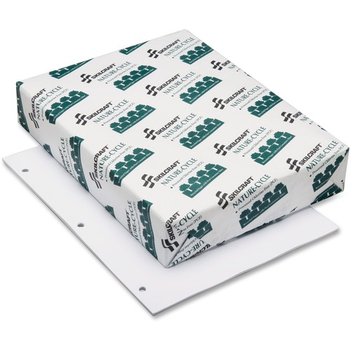 SKILCRAFT 7530-01-033-8891 Xerographic Paper - 92 Brightness - Letter - 8 1/2" x 11" - 20 lb Basis Weight - 10 / Box (500 - SFI - Acid-free, Pre-punched