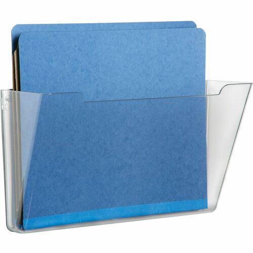 SKILCRAFT 7520-01-582-7273 Vertical Wall Hanging File - 7.3" Height x 13.5" Width x 4" Depth - Stackable - Clear - Polystyrene - 1 Each
