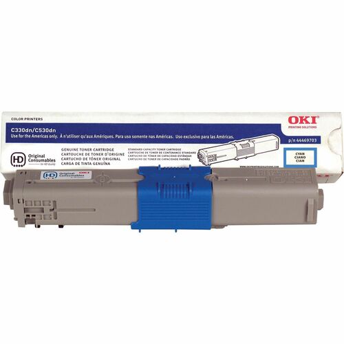 Oki Original LED Toner Cartridge - Cyan - 1 Each - 3000 Pages