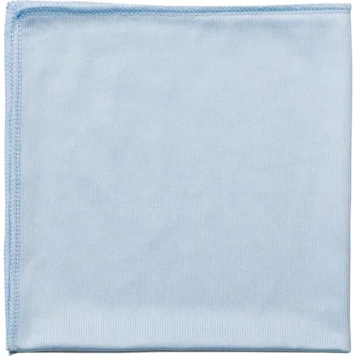 Rubbermaid Commercial, Glass Cleaner Microfiber Cloths, Hygen, 16" x 16", Blue, Bleach-Safe, 500 Washes, 12/CT