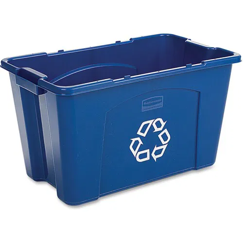 Rubbermaid Commercial, Recycling Container, Step-On, 18 gal, 16" W x 26" D x 14.8" H, Blue, Stackable, Nestable, Built-In Handles