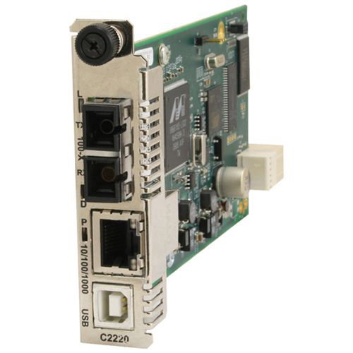 Transition Networks C2220-1040 Media Converter - 1 x Network (RJ-45) - 10/100/1000Base-T - 1 x Expansion Slots - 1 x SFP Slots - Internal