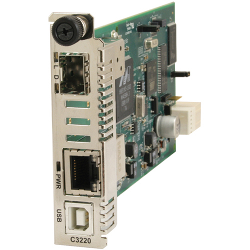 Transition Networks C3230-1040 Gigabit Ethernet Media Converter - 1 x Network (RJ-45) - USB - 1000Base-T, 1000Base-X - 1 x Expansion Slots - 1 x SFP Slots - Internal