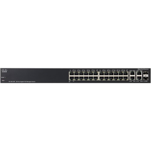 Cisco SG300-28P Layer 3 Switch - 28 Ports - Manageable - Gigabit Ethernet - 10/100/1000Base-T - 3 Layer Supported - 2 SFP Slots - PoE Ports - Rack-mountable - Lifetime Limited Warranty