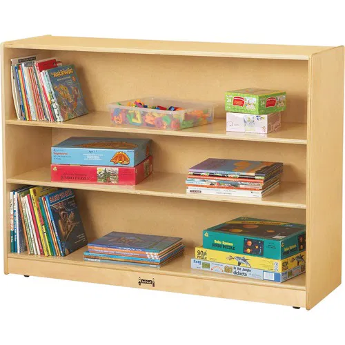 Jonti-Craft Book Rack, Floor, 3-Shelf, 48" W x 15" D x 35.5" H, Baltic Birch Plywood, Wood Grain, Adjustable Shelves