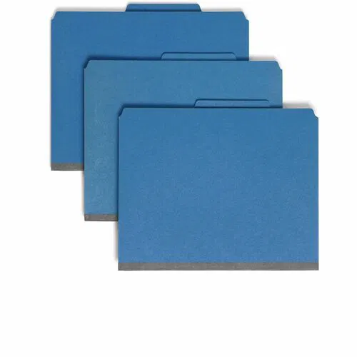 Smead Classification Folder, SafeSHIELD Coated Fasteners, Letter Size, 2" Expansion, Dark Blue, 2 Pocket Dividers, 10/Box