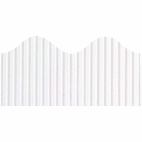 Bordette Decorative Border - Skill Learning: Decoration - Pre-scalloped Shape - Fade Resistant, Sturdy, Corrugated, Recyclable - 2.25" Width x 600" Length - White - 1 Roll