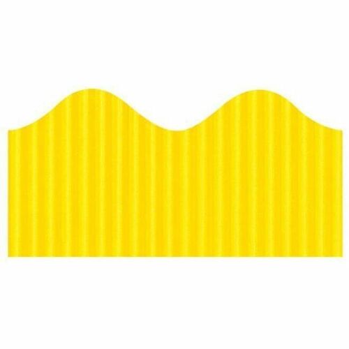 Bordette Decorative Border - Skill Learning: Decoration - Pre-scalloped Shape - Fade Resistant, Sturdy, Corrugated, Recyclable - 2.25" Width x 600" Length - Canary - 1 Roll