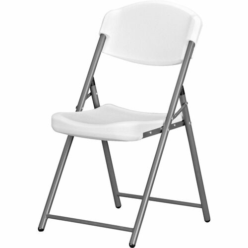 SKILCRAFT Folding Chairs - High-density Polyethylene (HDPE) Seat - High-density Polyethylene (HDPE) Back - Metal Frame - Platinum - 4 / Carton