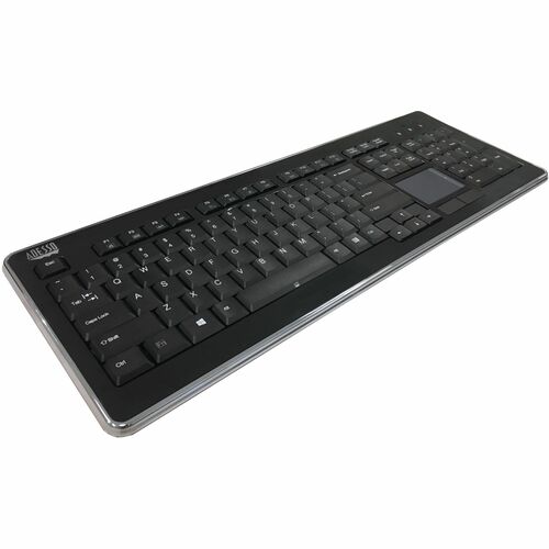 Adesso Wireless Desktop Touchpad Keyboard - Wireless Connectivity - RF - 30 ft - 2.40 GHz - USB Interface - 104 Key(s) - On/Off Switch Hot Key(s) - English (US) - QWERTY Layout - Desktop Computer - TouchPad - Membrane Keyswitch - AAA Battery Size Supporte