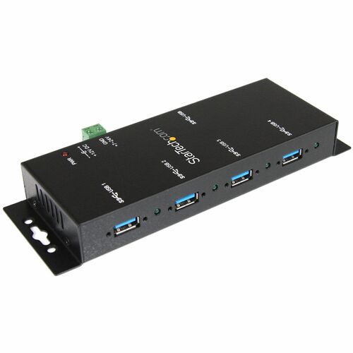 StarTech.com 4 Port Industrial USB 3.0 Hub - Mountable - Rugged USB Hub - Add 4 external,wall mountable USB 3.0 ports from a single USB connection - Mountable 4 Port USB 3 Hub - 4 Port Rugged USB 3.0 Hub - Metal Chassis - Built-in Surface Mounting Bracket