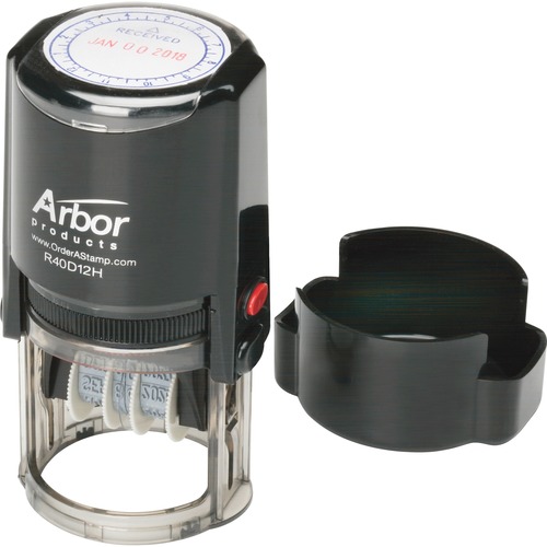 SKILCRAFT Self Inking Stamp - Message/Date & Time Stamp - "RECEIVED" - 50000 Impression(s) - 4 Bands - Blue, Red - 1 Each