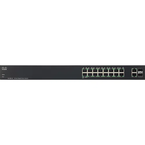 Cisco SG200-18 Gigabit Smart Switch - 18 Ports - Manageable - Gigabit Ethernet, Fast Ethernet - 10/100/1000Base-T - 2 Layer Supported - 2 SFP Slots - Desktop - Lifetime Limited Warranty