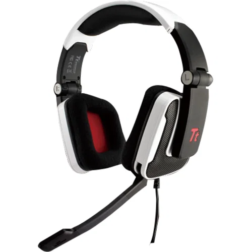 Tt eSPORTS SHOCK Headset - Mini-phone (3.5mm) - Wired - 32 Ohm - 20 Hz to 20 kHz - Over-the-head - Binaural - Circumaural - 10 ft Cable - Noise Cancelling Microphone - Noise Canceling - White