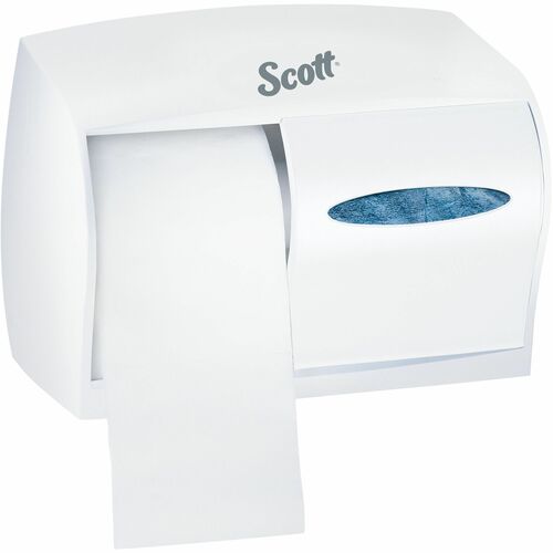 Scott Tissue Dispenser, Coreless, 2-Roll, Sliding Front Cover, White Abs Plastic, 11" W x 6" D x 7.6" H