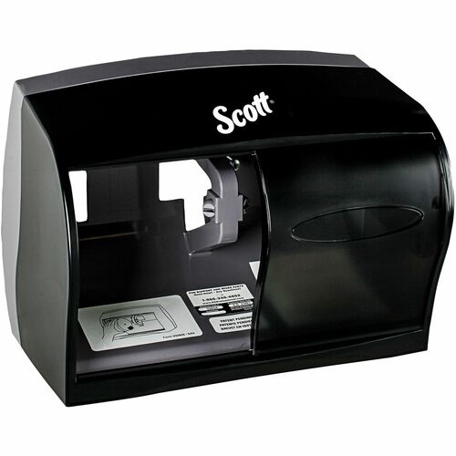 Scott, Coreless Standard Roll Toilet Paper Dispenser, 2-Roll, 11" W x 6" D x 7.6" H, Black Abs Plastic, Microban Protection