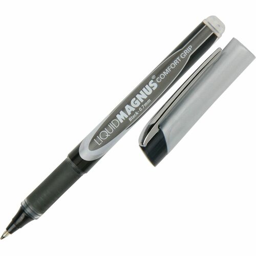 SKILCRAFT Liquid Magnus Grip Rollerball Pens - Fine Pen Point - 0.7 mm Pen Point Size - Black - 4 / Pack